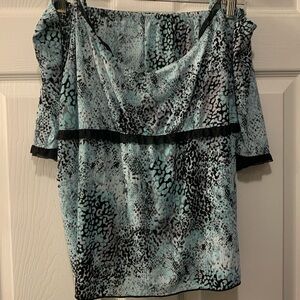 SECRET TREASURES 2PC SHORTIE PAJAMAS SZ XL BLK/TURQ + SHEER BLK TRIM POLY/SPX